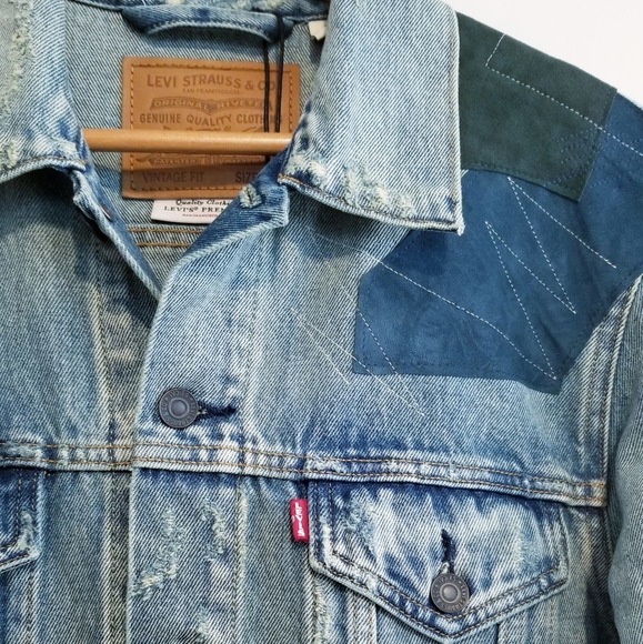 LEVI'S Levi Strauss & Co. Vintage Relaxed Trucker Jacket Distressed Patchwork - Picture 5 of 16